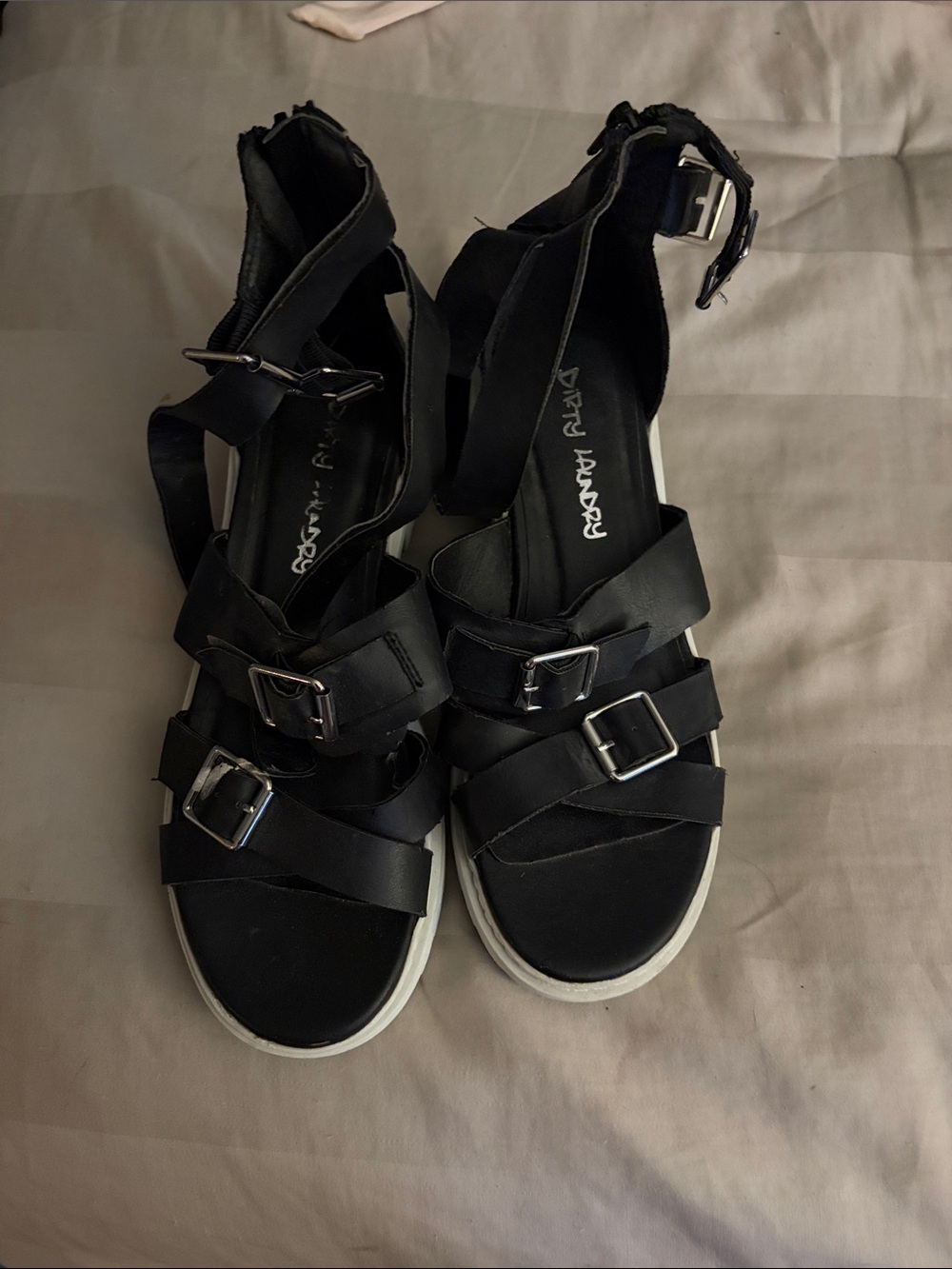 Dirty Laundry Black Strappy Buckle Platform Sandals